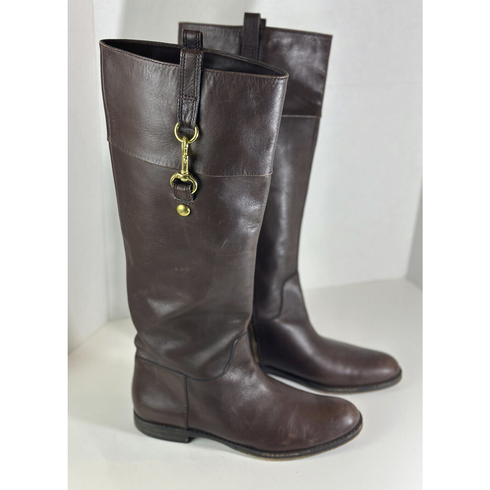 Coach Martta Tall Riding Boots Brown Leather Shoes Women's Size 8.5 B - Picture 2 of 16
